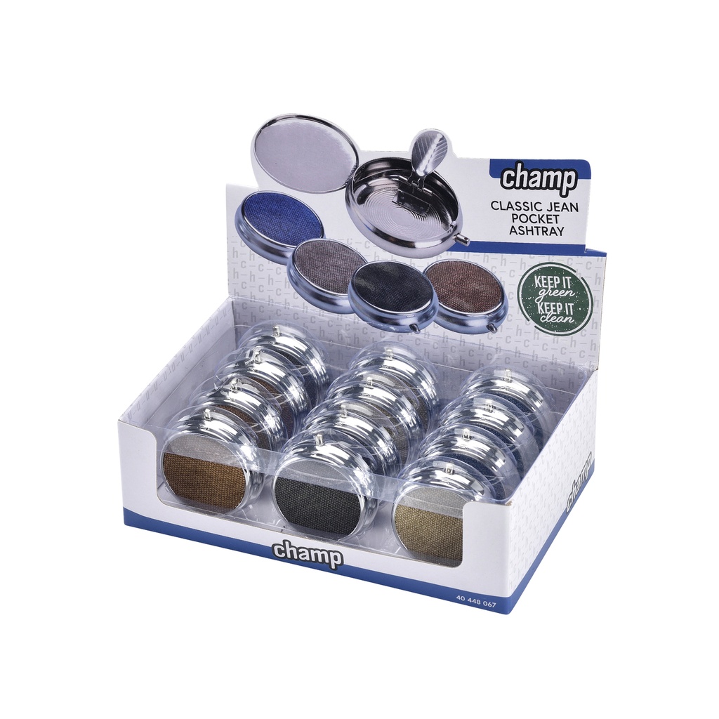 Cendrier de poche Jean couleurs classiques Pocket Ashtray x12