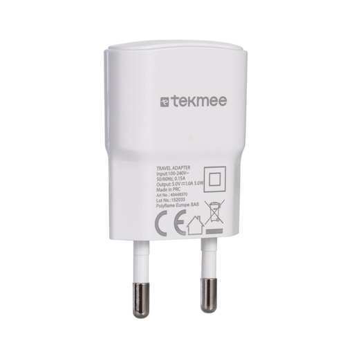 [Tekmee40448370] Muur lader wit 1A USB WALL CHARGER white