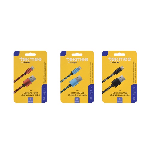 [Tekmee40430068] Câble 1m USB vers Lightning cable Nylon iphone