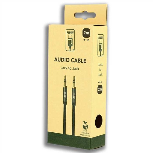 [PLU24040] PLUGIT JACK TO JACK CABLE - 2M - BLACK METAL HEAD