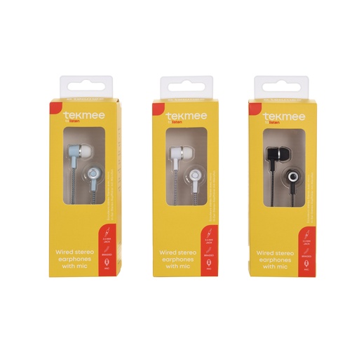 [Tekmee40430145] Ecouteurs Fabric Stereo Earphones