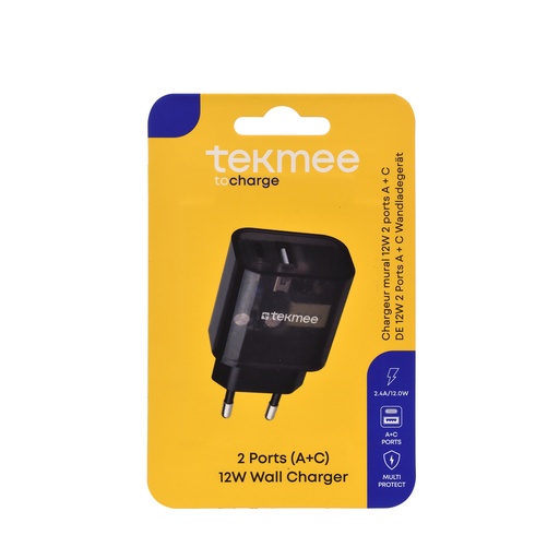[POL40430304] Tekmee 1m 12W 2 ports TYPE C + Usb transparent