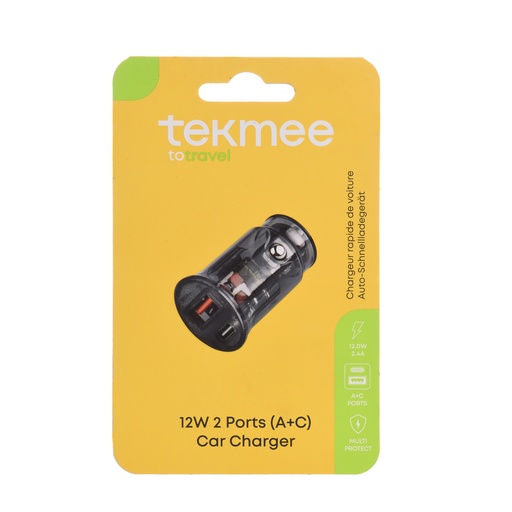 [Tekmee40430305] Car Charger 12w 2 ports (A+C)
