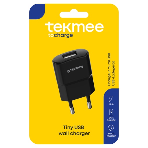 [40430194] TEKMEE 1A USB wall charger black
