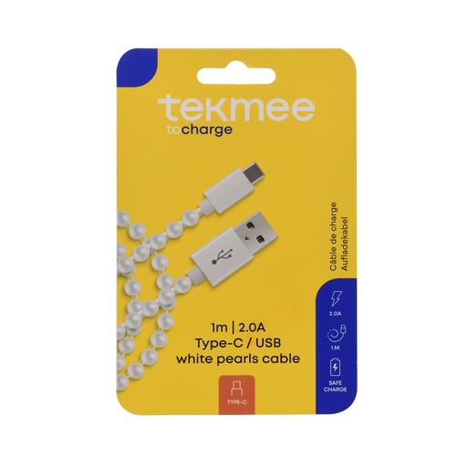 [40430309] TEKMEE 1M USB TYPE-C WHITE PEARLS CABLE