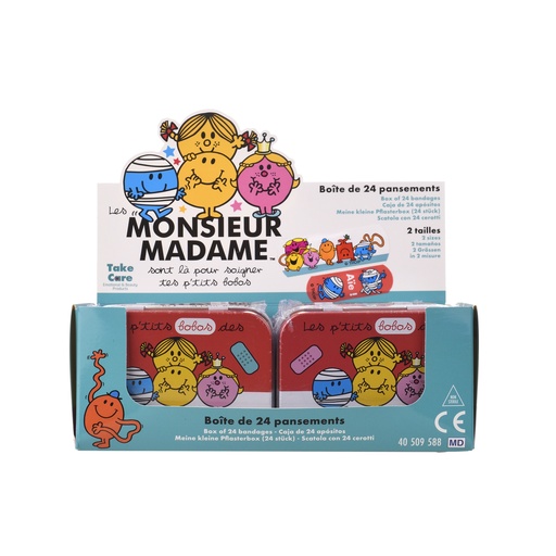 [40509588] Pansement Monsieur Madame x12 pièces boîte métallique