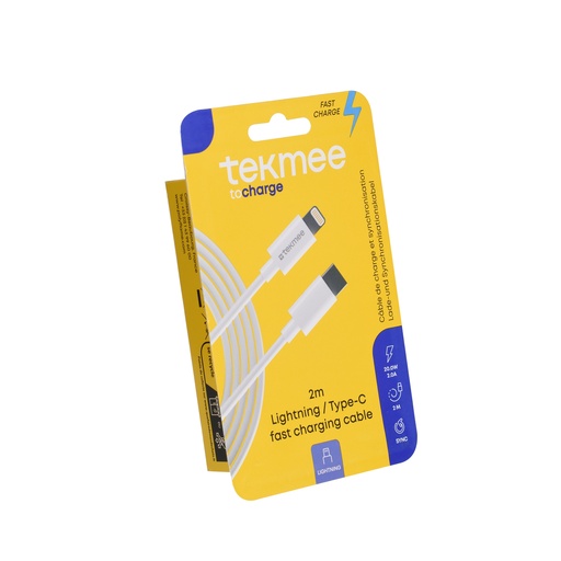 [40430132] TEKMEE 2M 2A LIGHTNING/TYPE-C ROUND CABL