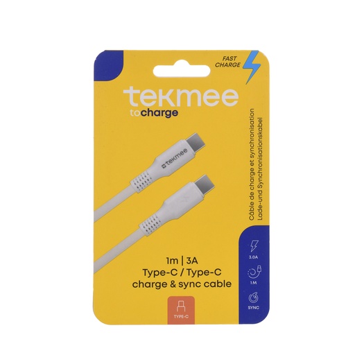 [40430171] TEKMEE 1M 3A TYPE-C/TYPE-C TPE CABLE